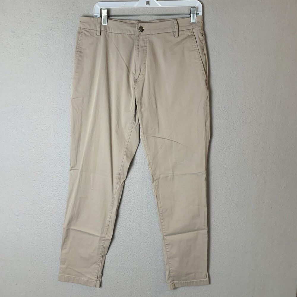 Birddogs Pants Mens 32x30 (28) Beige Broomstick Liner Straight Chino Performance